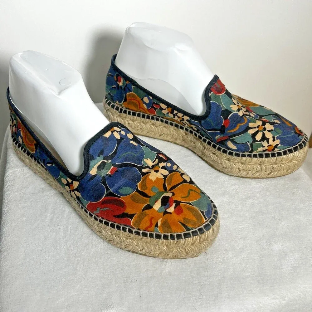 Gaimo Womens Espadrilles Shoes Vibrant Blue Multicolored Floral Size EU 40/ 9.5